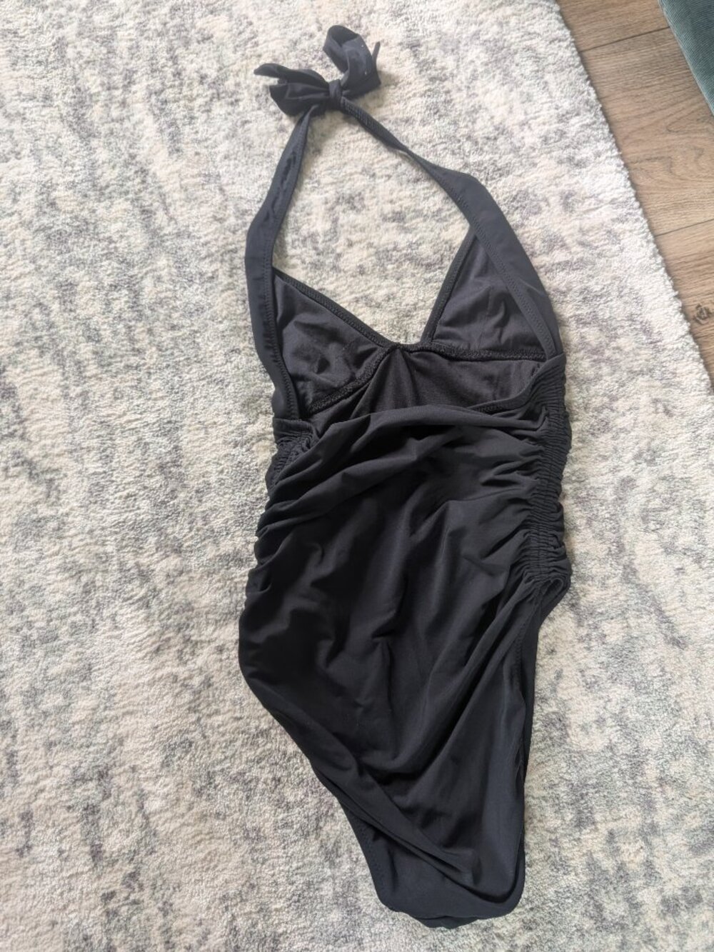 DKNY Black Halter One Piece Swimsuit Ruched Tummy Control Size 6 - Picture 4 of 5